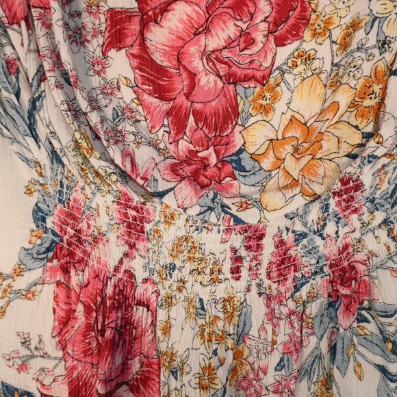 Billabong Blouse Womens Small Floral Long Sleeve Beachy Boho Peasant Gauzy - Picture 9 of 13